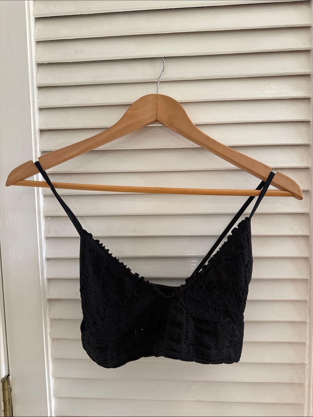 Free People Black Crochet Lace Bralette with Thin Straps